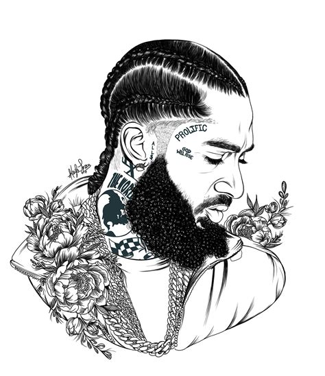 nipsey hussle outline clear background.